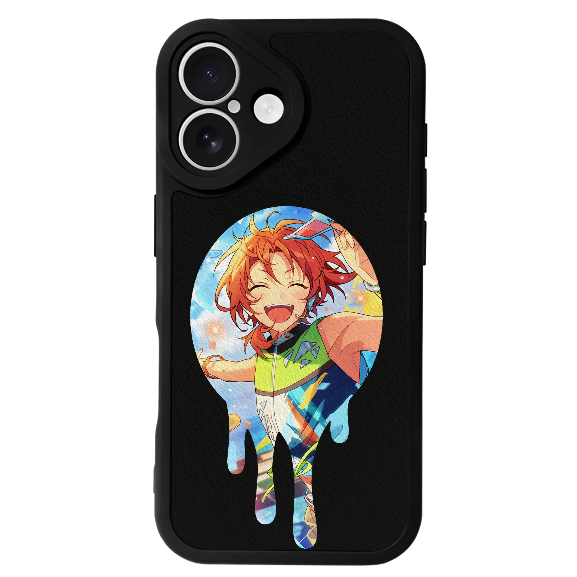 あんさん ぶる グッズ Knights 月永レオ - IPhone 16シリーズ対応 ・ シリコンスマホケース ・ レザー調 ・ 高精度フィット ・ 耐衝撃 ・ ワイヤレス充電対応 ・ 精密カット